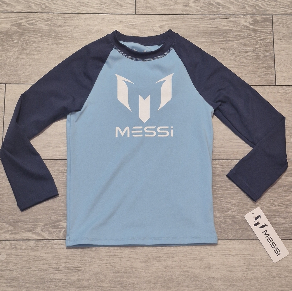 New Little Boys MESSI Kids Swim Long Sleeve Rash Guard Shirt - Size Small(6).